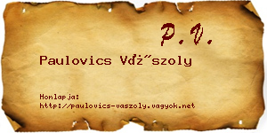 Paulovics Vászoly névjegykártya